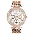 Caravelle New York Women's MOP Dial Rose Gold Crystal Chronograph Watch